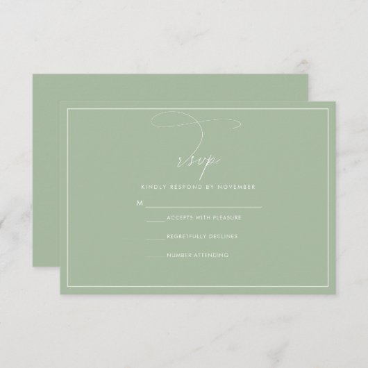Carte Sage Green RSVP (Devant / Derrière)