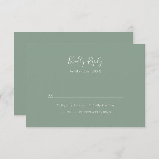 Carte Sage Green RSVP (Devant / Derrière)