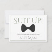 Carte Sage Green sur White Be My Best Man Fun Bow Cravat (Devant)