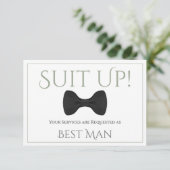 Carte Sage Green sur White Be My Best Man Fun Bow Cravat (Debout devant)