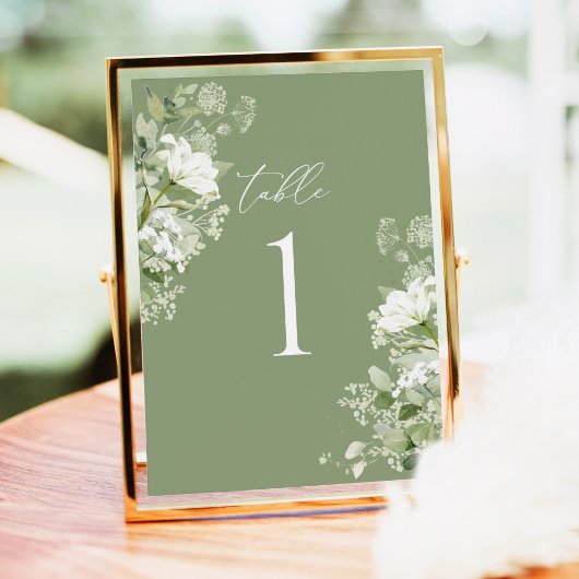 Carte Sage Green Wedding Table Numbers, Organic Greenery