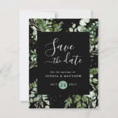 Carte Sage Léger Et Eucalyptus Noir Enregistrer La Date (Devant)