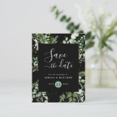 Carte Sage Léger Et Eucalyptus Noir Enregistrer La Date (Debout devant)