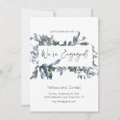 Carte Sage Silver Green Élégant Fiançailles Floral (Devant)