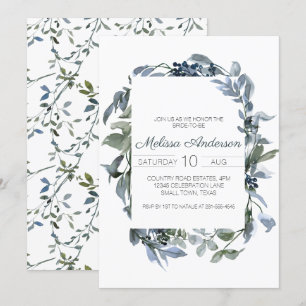 Carte Sage Silver Green Floral Bridal Shower