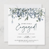 Carte Sage Silver Green Floral Élégant Fiançailles (Devant)