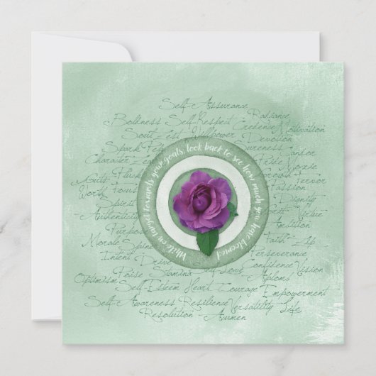 Carte Sage Vert avec Citation d'autonomisation de Rose V (Devant)