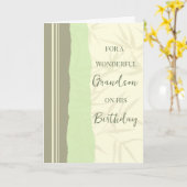Carte Sage Vert et Beige Grandson Anniversaire (Fleur jaune)
