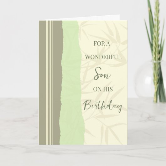 Carte Sage Vert et Fils Beige Anniversaire (Devant)