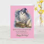 Carte Sagesse & Connaissance Chouette neigeuse Joyeux An (Fleur jaune)