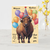 Carte Sagesse d'Anniversaire du bison stoïque (Fleur jaune)
