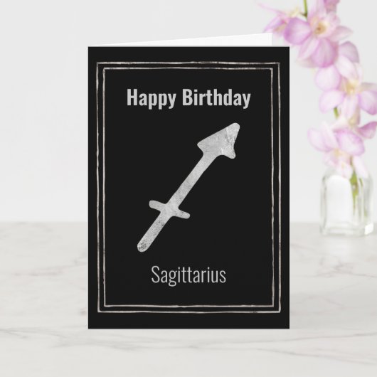 Carte Sagittarius astrologie argent zodiac Joyeux annive (Orchidée)