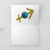 Carte SAGITTARIUS Bleu Turquoise, Or Zodiac Anniversaire (Intérieur)