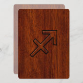 Carte Sagittarius Zodiac Connexion style acajou (Devant / Derrière)