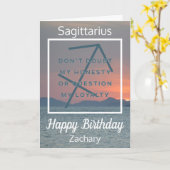 Carte Sagittarius Zodiac Fun Citation Bleu & Blanc Anniv (Fleur jaune)