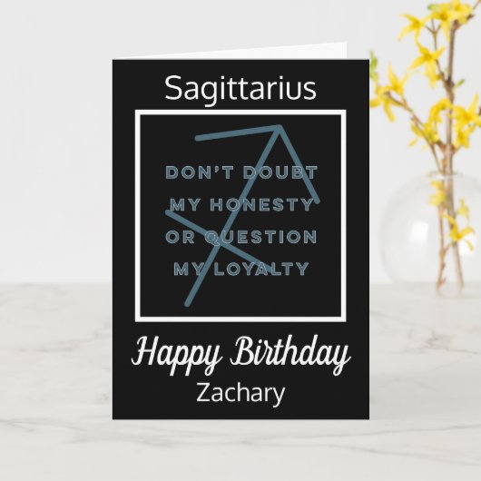 Carte Sagittarius Zodiac Fun Citation Noir & Blanc Anniv (Fleur jaune)