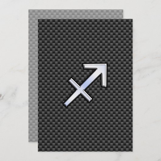 Carte Sagittarius Zodiac Sign Black Carbon Print (Devant / Derrière)