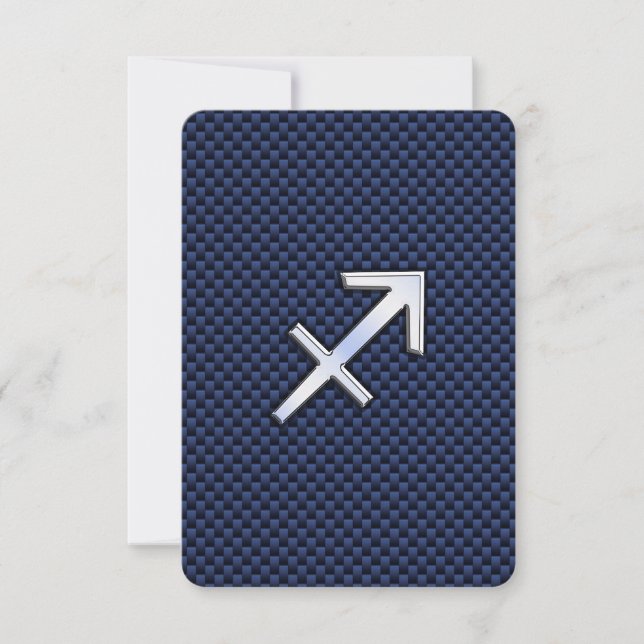 Carte Sagittarius Zodiac Sign on Blue Carbon Fibre Print (Devant)