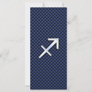 Carte Sagittarius Zodiac Sign on Blue Carbon Fibre Print