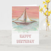 Carte Sail Boat Birthday (Fleur jaune)
