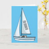 Carte Sailboat cartoon illustration (Fleur jaune)