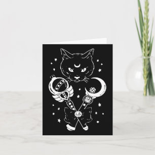 Carte Sailor Meow mignonne Lune Chat Espace Magique Goth