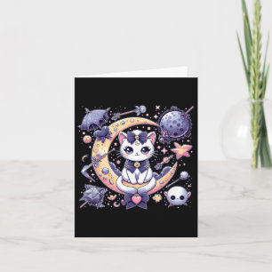 Carte Sailor Meow mignonne Lune Chat Espace Magique Goth