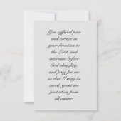 Carte Saint Agatha avec prière (Dos)