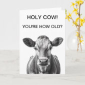 Carte Saint Anniversaire de la vache Tu es si vieux (Fleur jaune)