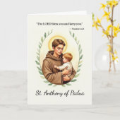 Carte Saint Antoine de Padoue Bénédiction de la Paix de  (Fleur jaune)