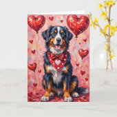 Carte Saint-Bernard à poil long pour la Saint-Valentin a (Fleur jaune)