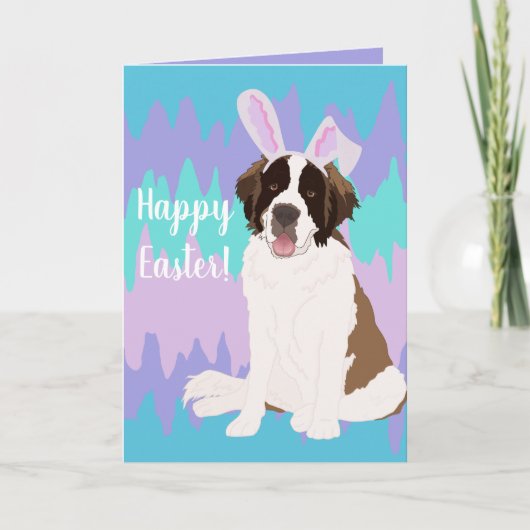 Carte Saint Bernard Bunny Pâques (Devant)