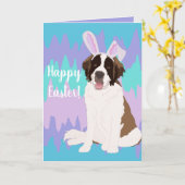 Carte Saint Bernard Bunny Pâques (Fleur jaune)