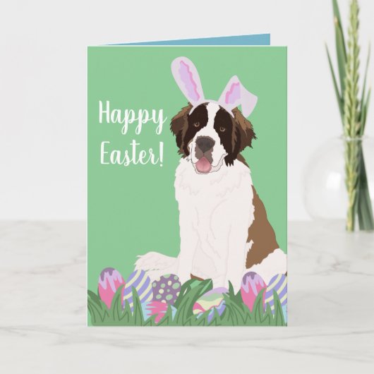 Carte Saint Bernard Bunny Pâques (Devant)