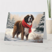 Carte Saint Bernard Chien à Noël de neige (Devant)