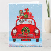 Carte Saint Bernard Chien En Voiture Avec Le Père Noël (Devant)