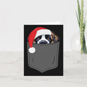 Carte Saint Bernard Chien Santa Chapeau Pocket Fun X