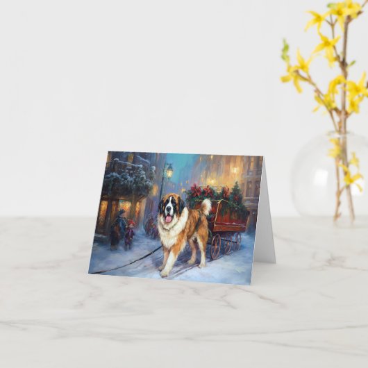 Carte Saint Bernard Christmas Festive (Fleur jaune)