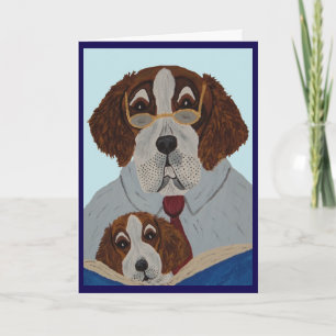 Carte Saint-Bernard de papa lisant à son chiot