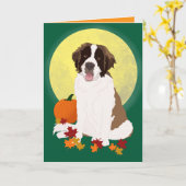 Carte Saint Bernard Halloween Automne (Fleur jaune)