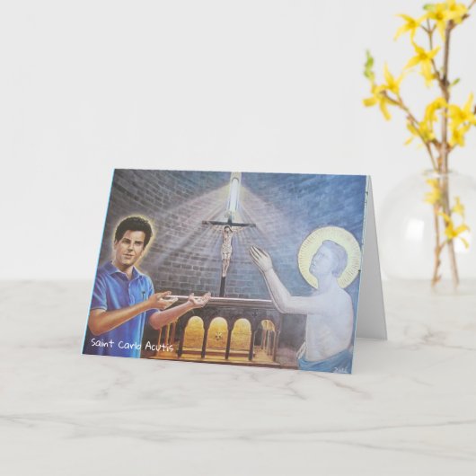 Carte Saint-Carlo Acutis (Fleur jaune)