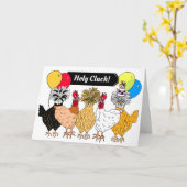 Carte Saint Cluck, Joyeux Puns de poulet d'anniversaire (Fleur jaune)