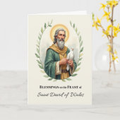 Carte Saint David du Pays de Galles Fête Bénédiction Wat (Fleur jaune)