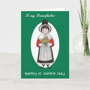 Carte Saint David's Day, Costume gallois, Pour grand-pèr