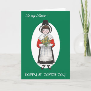 Carte Saint David's Day, Costume gallois, Pour soeur