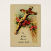 Carte Saint de Jésus Crucifix Rose Funérailles - (Devant)