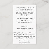 Carte Saint de la colombe de la confirmation du so (Dos)