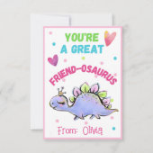 Carte Saint Dinosaur Valentine pour enfant Ami-Osa (Devant)