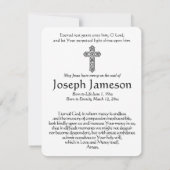 Carte Saint du Mémorial catholique de Jésus (Dos)