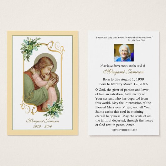 Carte Saint du Mémorial funéraire catholique de Jé (Devant & derrière)